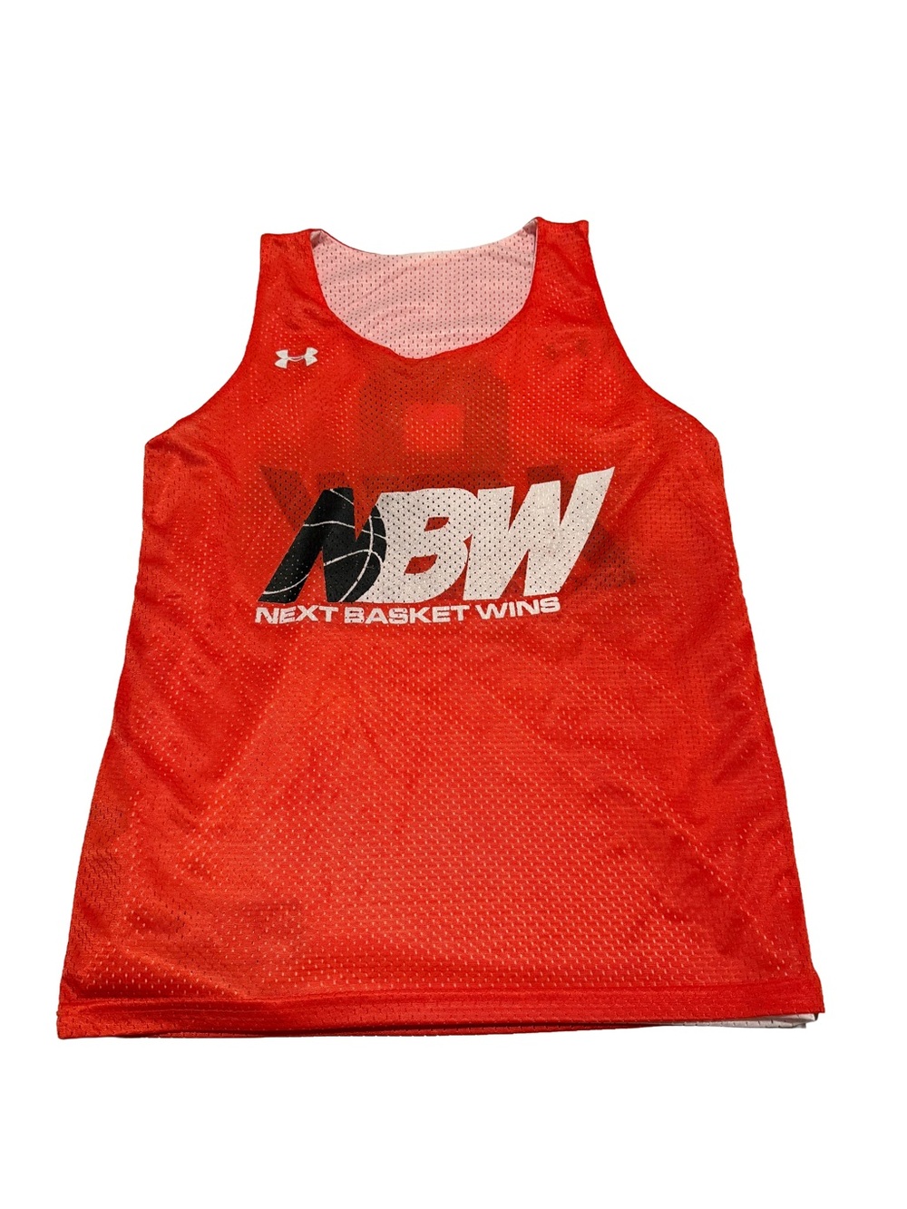 Under Armour Red Mesh Basketball Pinnie with NBW Logo Youth Large